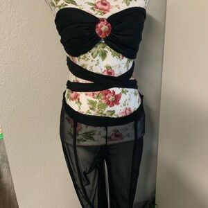 mesh 2 piece wrap bralette & pants - size M